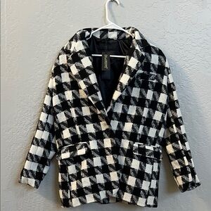 Blank NYC Black and White Checkered oversized Blazer